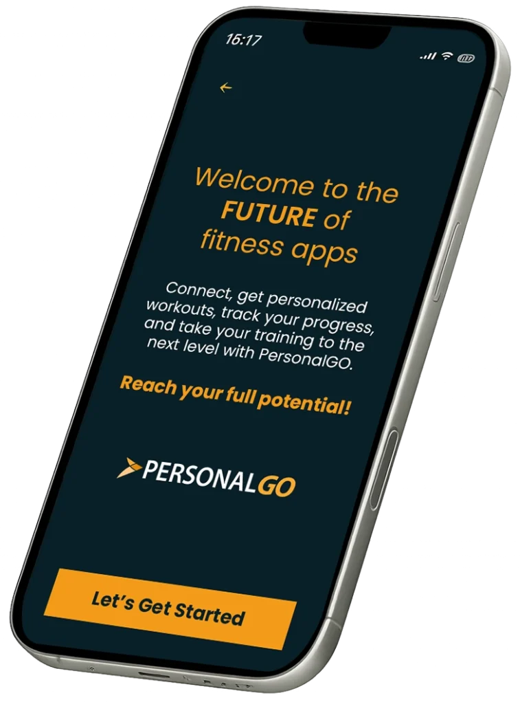 PersonalGO fitness app welcome screen on a smartphone
