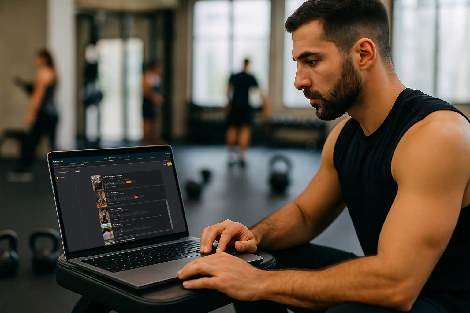 Online personal trainer creating workouts on PersonalGO
