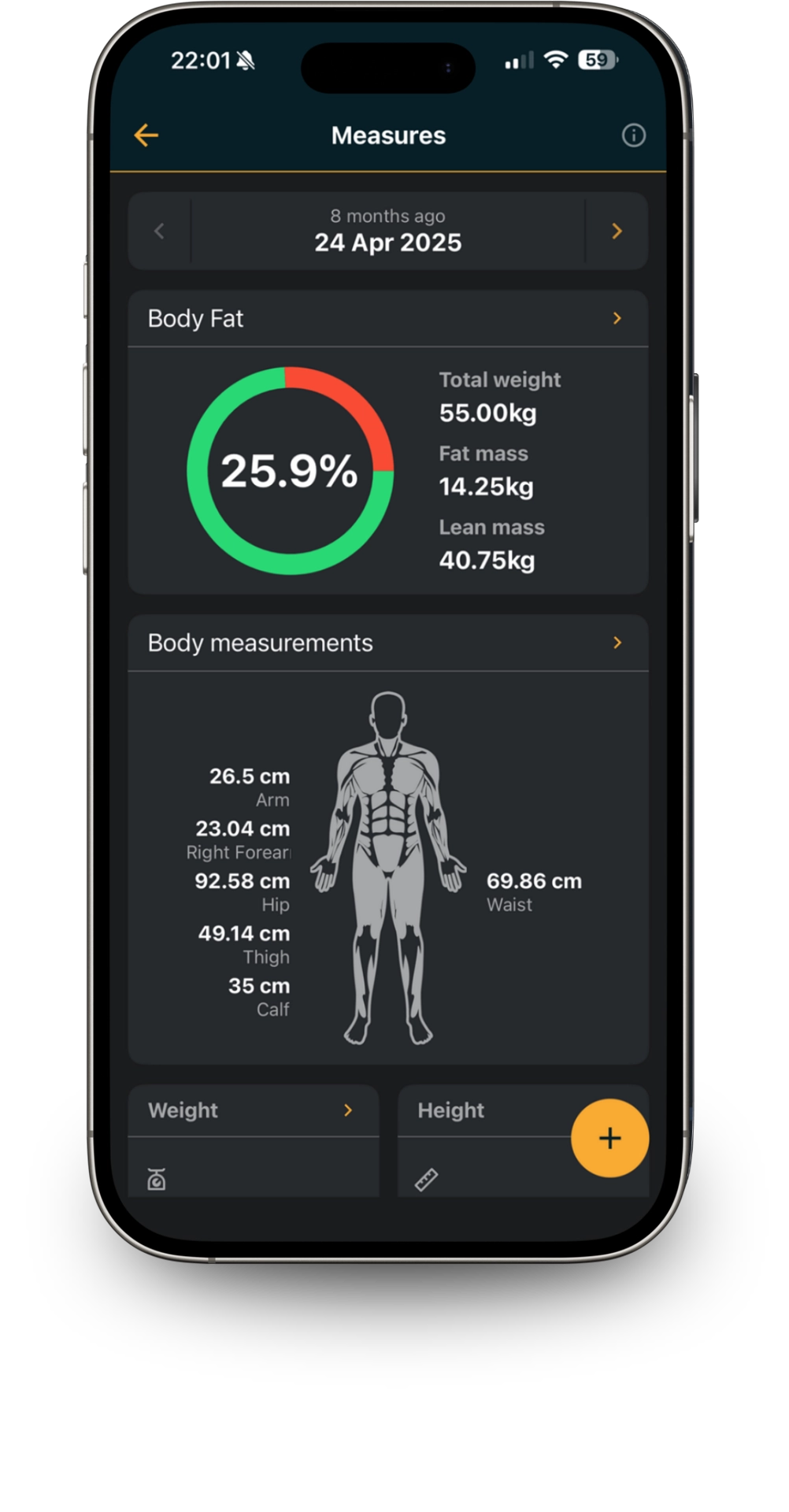 Body Scan app screen